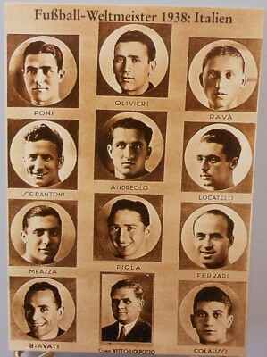 Fußball WM 1938 in Frankreich Postkarte Weltmeister Italien Winner Team FP364