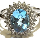 New 925 Sterling blue white topaz halo gemstone ring 3.4g ladies 7 — photo 2