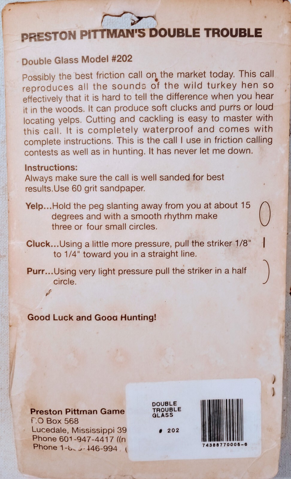 Preston Pittman Vintage Double Trouble Glass Turkey Call eBay