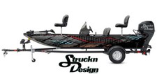 Distressed Black Smudge Rust Cyan Tech Fish Bass Boat Black Decal Wrap USA Vinyl