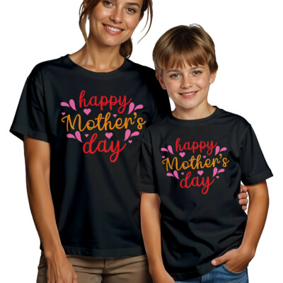Damen und Kinder Happy Hearts Muttertag T-Shirt Top lustig Mama Mama süß Geschenk #MD