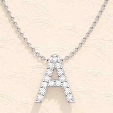 Lab-Grown E VS1 0.15ct Diamond Pendant 14K White Gold Custom Initial Necklace