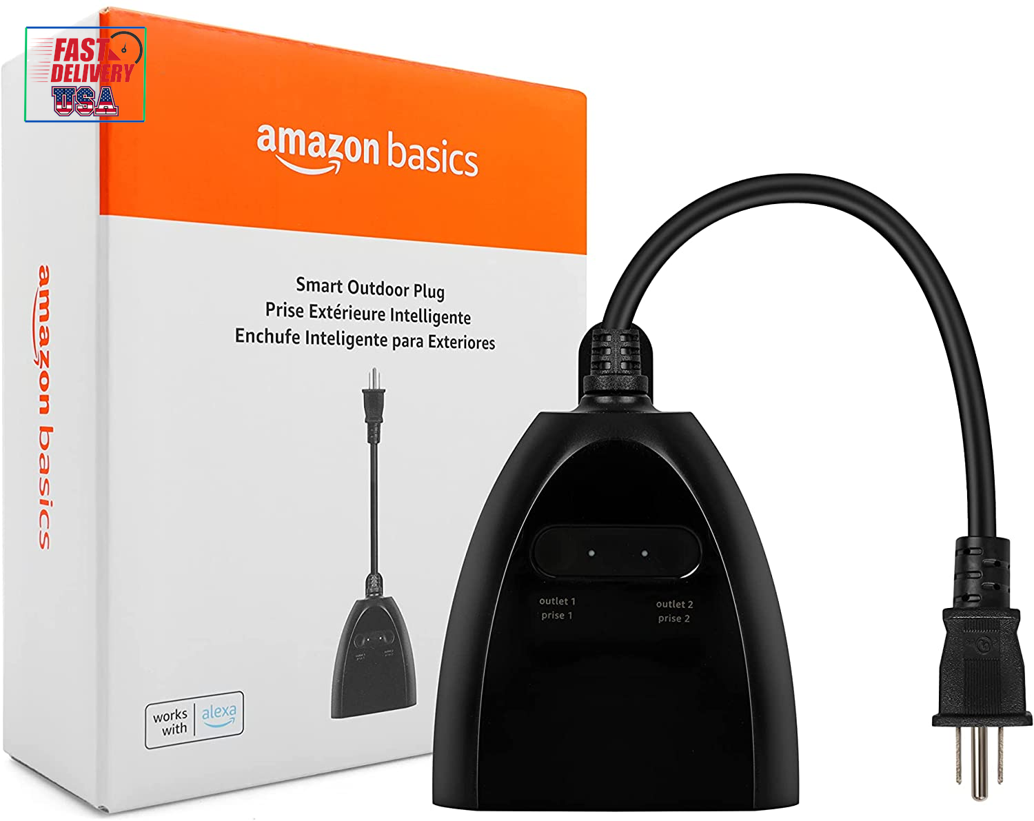 Outdoor Smart Plug with 2 Individually Controlled Outlets, 2.4 Ghz Wi-Fi, Works