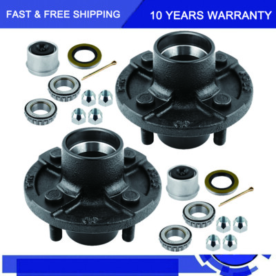 Pair 4 on 4 Bolt Trailer Idler Hub w/Hardware Kits For 2000LBS Axle 4x4 4 Lugs