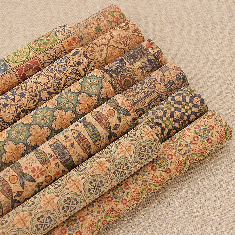 A4 Soft Cork Fabric Sheet Floral Printing Pathwork Sewing Handcraft DIY Supplies - Image 2 of 4