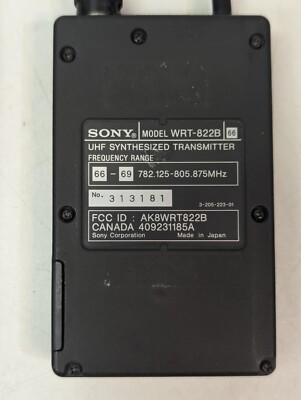Sony Wireless Lav Mic WRR-810A UHF Tuner & WRT-822B UHF
