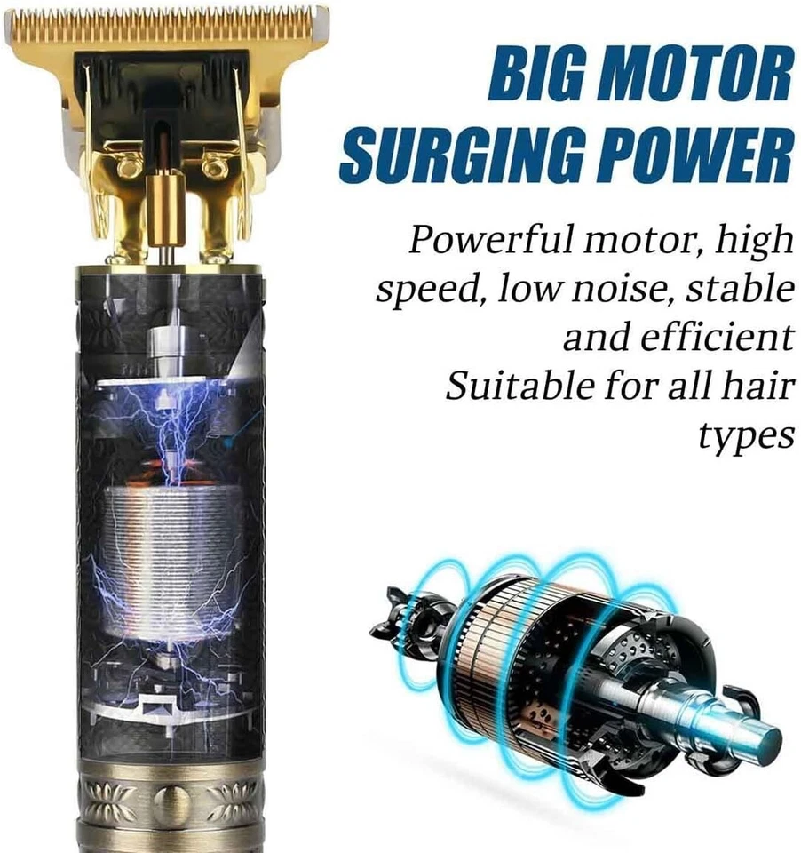 Vintage T9 Cordless Hair Clippers for Men – Electric Beard Trimmer Set, 2 Pack - Image 4 of 4