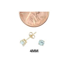 14k Yellow Gold Green Amethyst Earrings Studs Round Basket Setting Stud