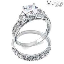 925 Sterling Silver Womens Wedding Ring Engagement Band AAA CZ Stone Bridal Set