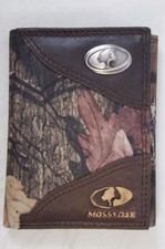 ZEP PRO MOSSY OAK CAMO LOGO Leather  Nylon Trifold WALLET TIN GIFT BOX