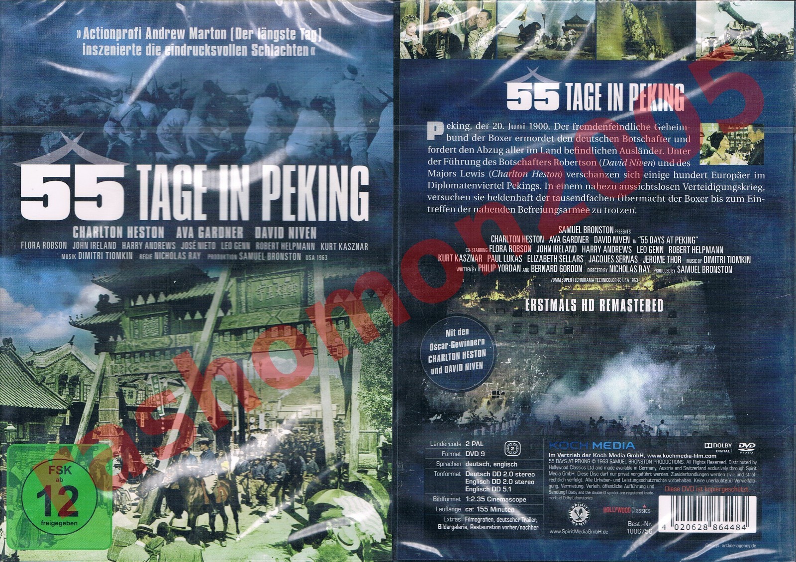 DVD 55 DAYS AT PEKING 1963 Charlton Heston Ava Gardner David Niven Region 2 NEW