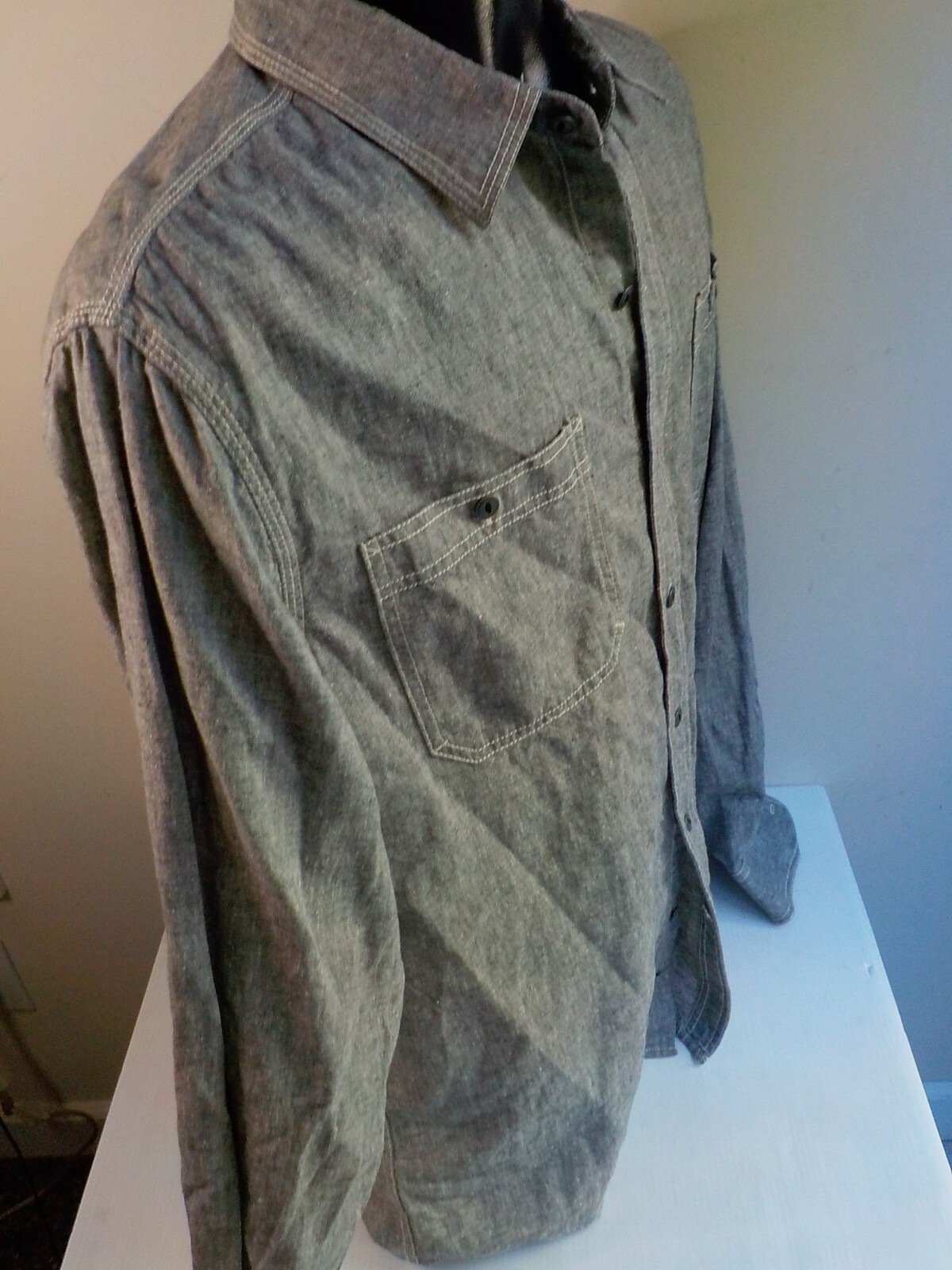 CONVERSE One*Star Gray  LS Button Front Shirt SZ … - image 3