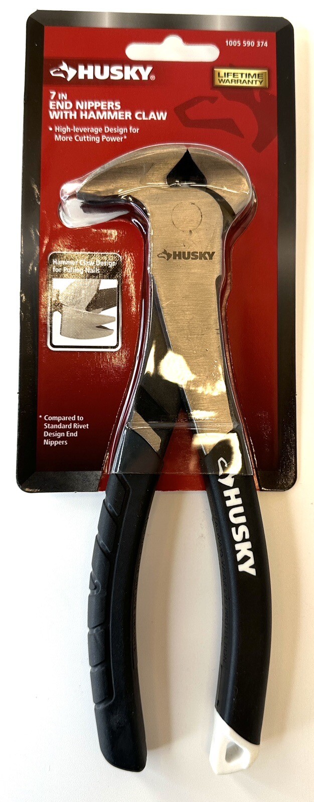 Husky 7 in End Nipper With Hammer Head Comfort Grip Handles Model 1005