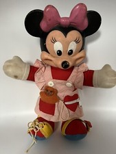 Vintage large Disney Minnie Mouse with Rubber Face Plastic Head 14.5 Plush