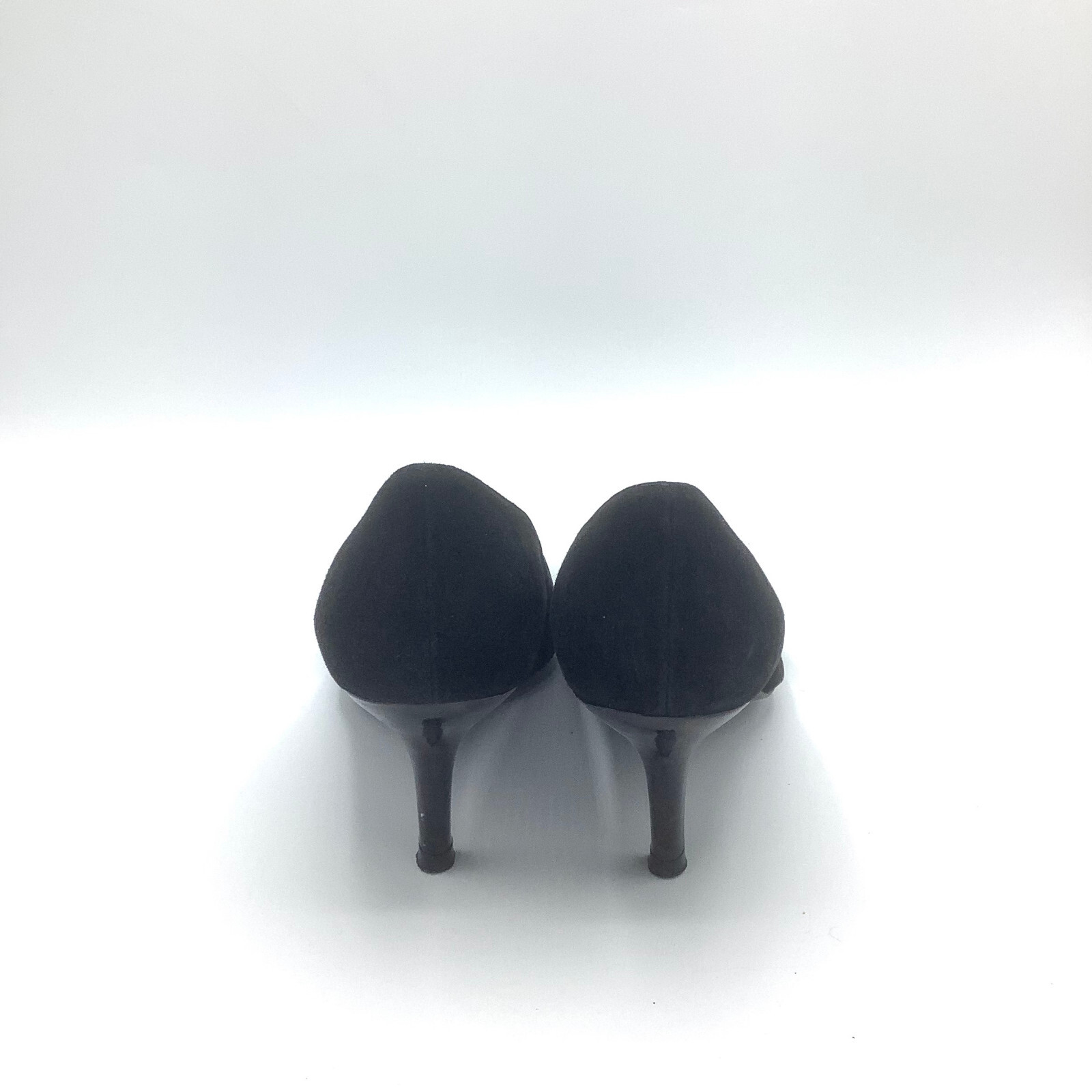 Stuart Weitzman Shoes Sz 7 Black Pointed Toe Buckle Suede Pump Heels