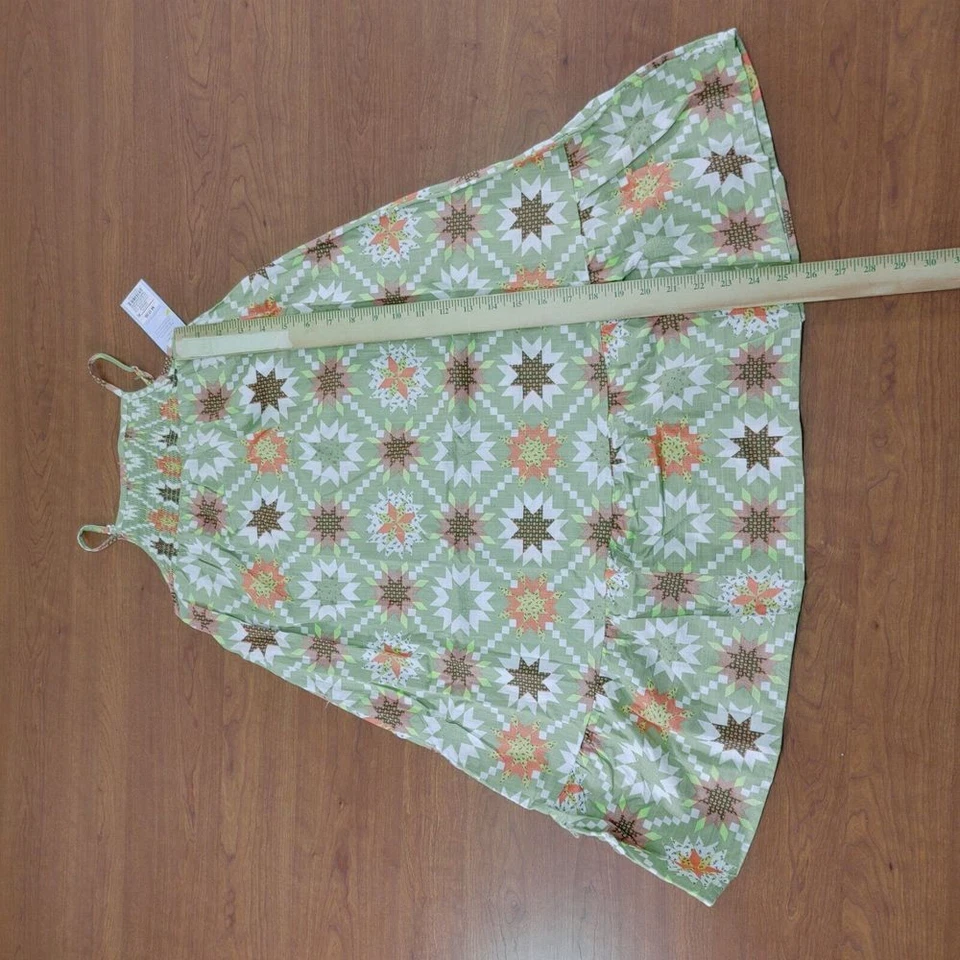 Mint Green Floral Sundress with Starburst Pattern and Ruffle Hem - Image 4 of 4