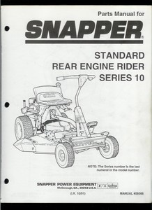 Snapper Series 10 Standard Rear Engine Riding Mower Illustrated Parts List Ebay