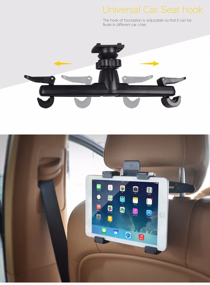 Holder Mount For All Tablet & iPad (7" TO 11") UniversalCar Back Seat Headrest - Image 3 of 4