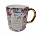 Large Pink Coffee Mug Being Yourself  Is Prettiest Thing You Can Be Swans Gold