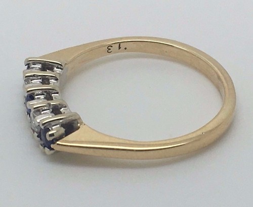 14K YELLOW GOLD DIAMONDS AND BLUE SAPPHIRES RING - Picture 8 of 12