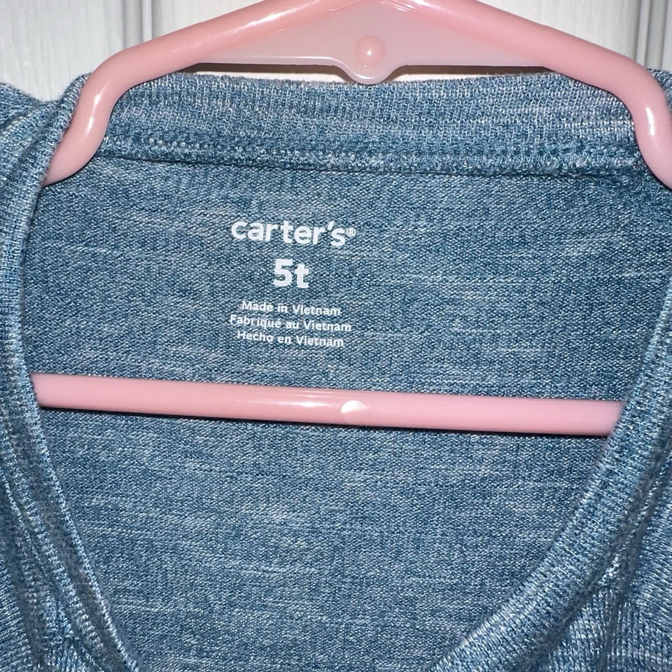 Suéter Pullover Carter’s Girls 5T Azul con Volantes Preppy Acogedor Vacaciones de Invierno - Usado en Excelente Condición Foto 3 de 4