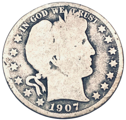 1907 D BARBER Liberty Head Half Dollar 50¢ US Coin Silver #107