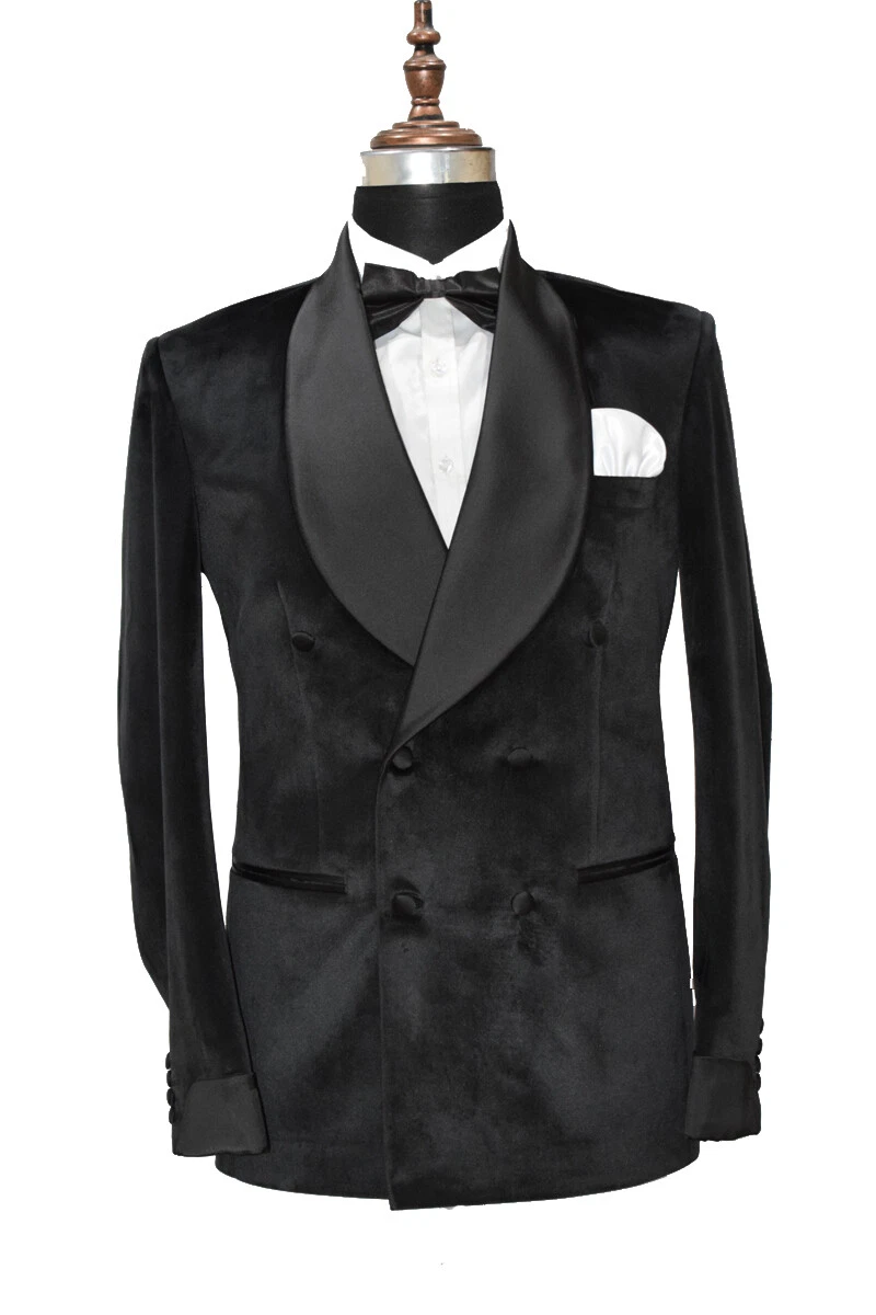Men Black D&J Smoking Jackets Designer Elegant Wedding Dinner Blazers Coats UK