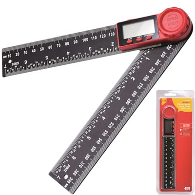 Amtech 200mm Digital Angle Finder Ruler Garage Workshop Tool DIY With Batteries