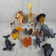 Lot of 15 African Safari Jungle Animals Hard Plastic Figures Toys Misc Brands