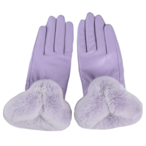 Women's Winter Genuine Leather Gloves Rex Rabbit Fur Warm Trim Cuff Velvet Lined - Picture 83 of 88