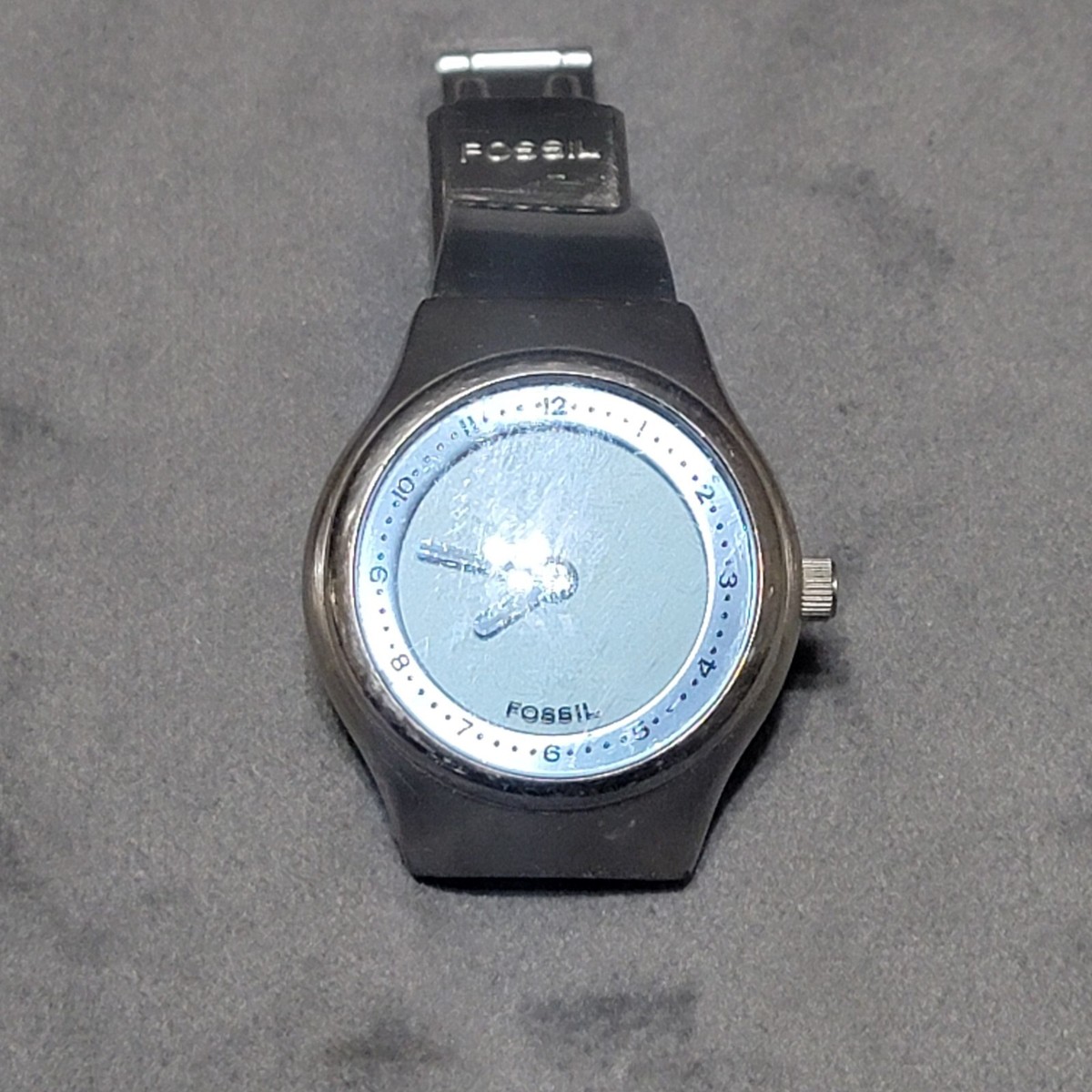 Fossil Big Tic Watch, Blue Face Steel Strap, JR-7860, Y2k Fossil Big Tic Watch, Blue Face Steel Strap, JR-7860, Y2k