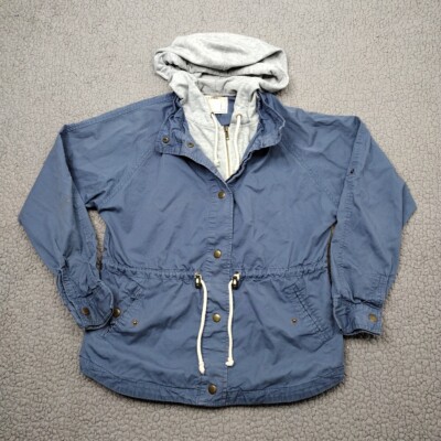 Life in Progress Jacket Womens Small Hooded Collared Snap-Up Full Zip Utility