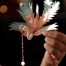 Hairpin Made of Real Silk Hot Stamping A Biased U-shaped Design A Phoenix Crown