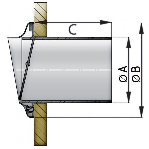 Vetus 1-3/4" SS Transom Exhaust Connection with Check Valve #TRC45SV - Foto 2 di 2