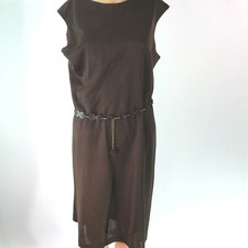 VTG Lady Carol Of New York Womens Sleeveless Belted Brown Sheath Dress Size M