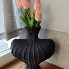 Blumenvase Tischvase weiss schwarz Tulpenvase matt Dekovase Blumenstrauß Vase