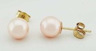 GENUINE FRESH WATER 6 mm PEARLS STUD EARRINGS 14K GOLD - New With Tag — photo 2