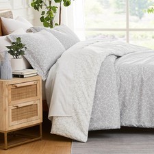 Duvet Cover Queen/Full w/ 2 shams, Soft Comforter Cover Geometric Maze Grey