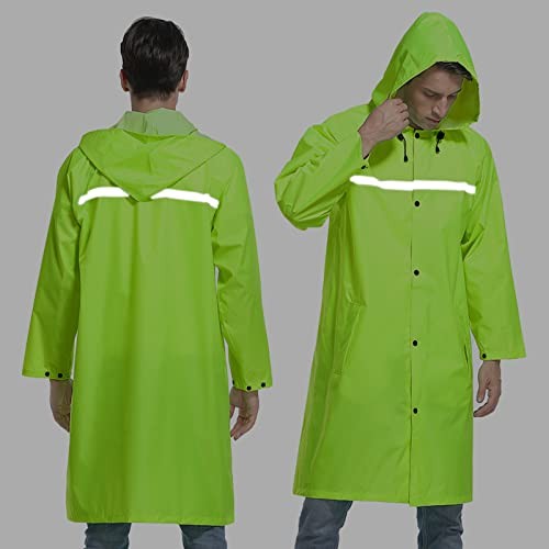 Herren Lange Kapuze Sicherheits Regenjacke Wasserdicht Notfall Regenmantel X-Large Grün - Bild 3 von 6