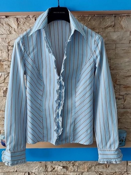 Women Escada Shirt Navy Cotton 38