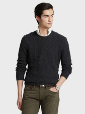 498 Polo Ralph Lauren Men's Cashmere Cable Knit Crewneck Sweater-MEN-S