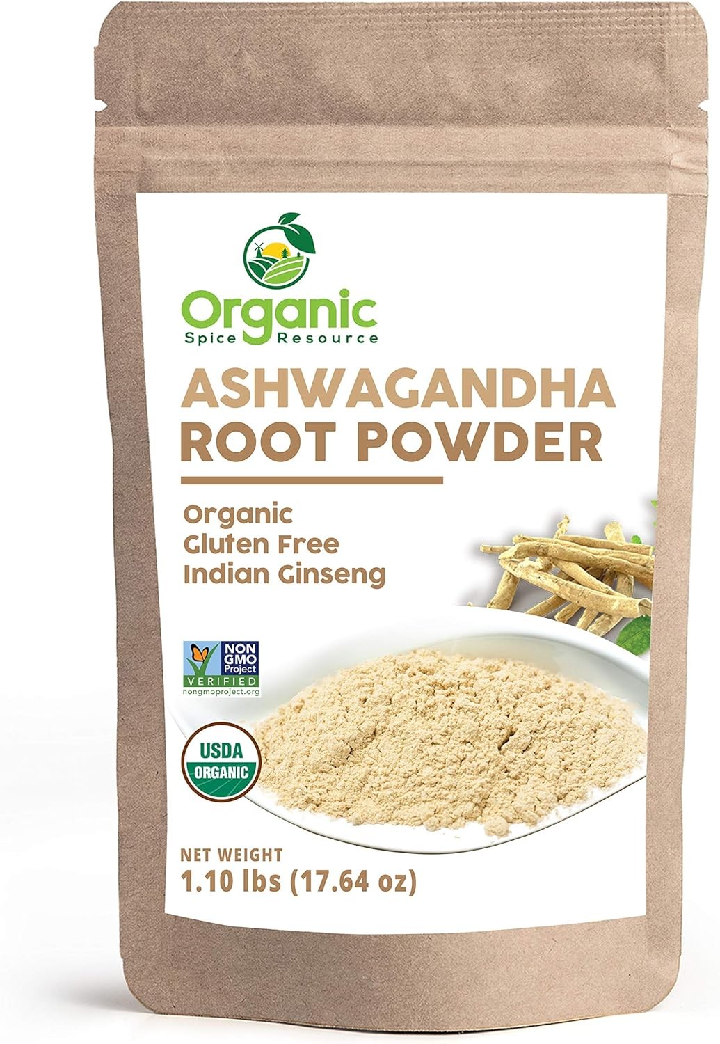 Organic Ashwagandha Root Powder - 1.10 lbs (17.64 oz) | Rese