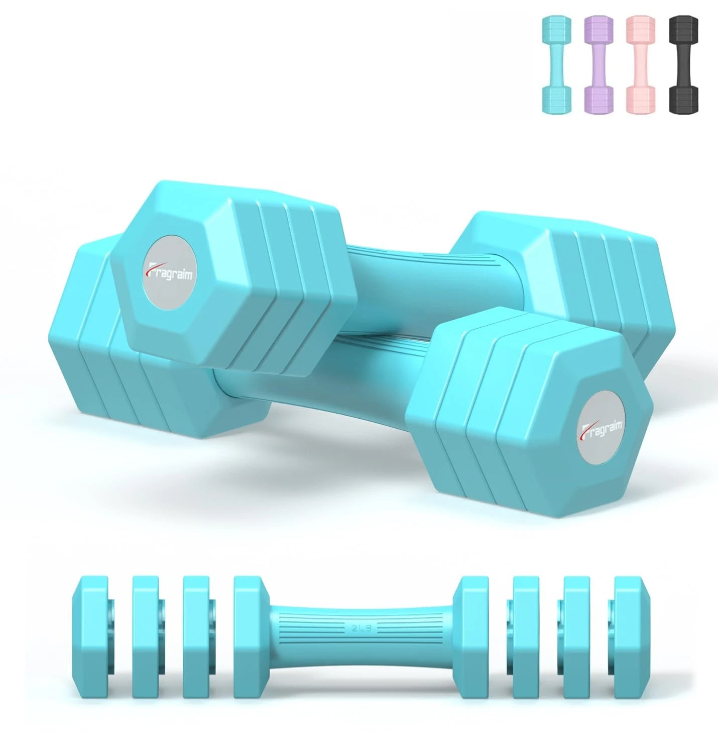 Adjustable Dumbbells Set, 4 in 1 Hand Weights Set for Men 10 LB Dumbbell Pair...