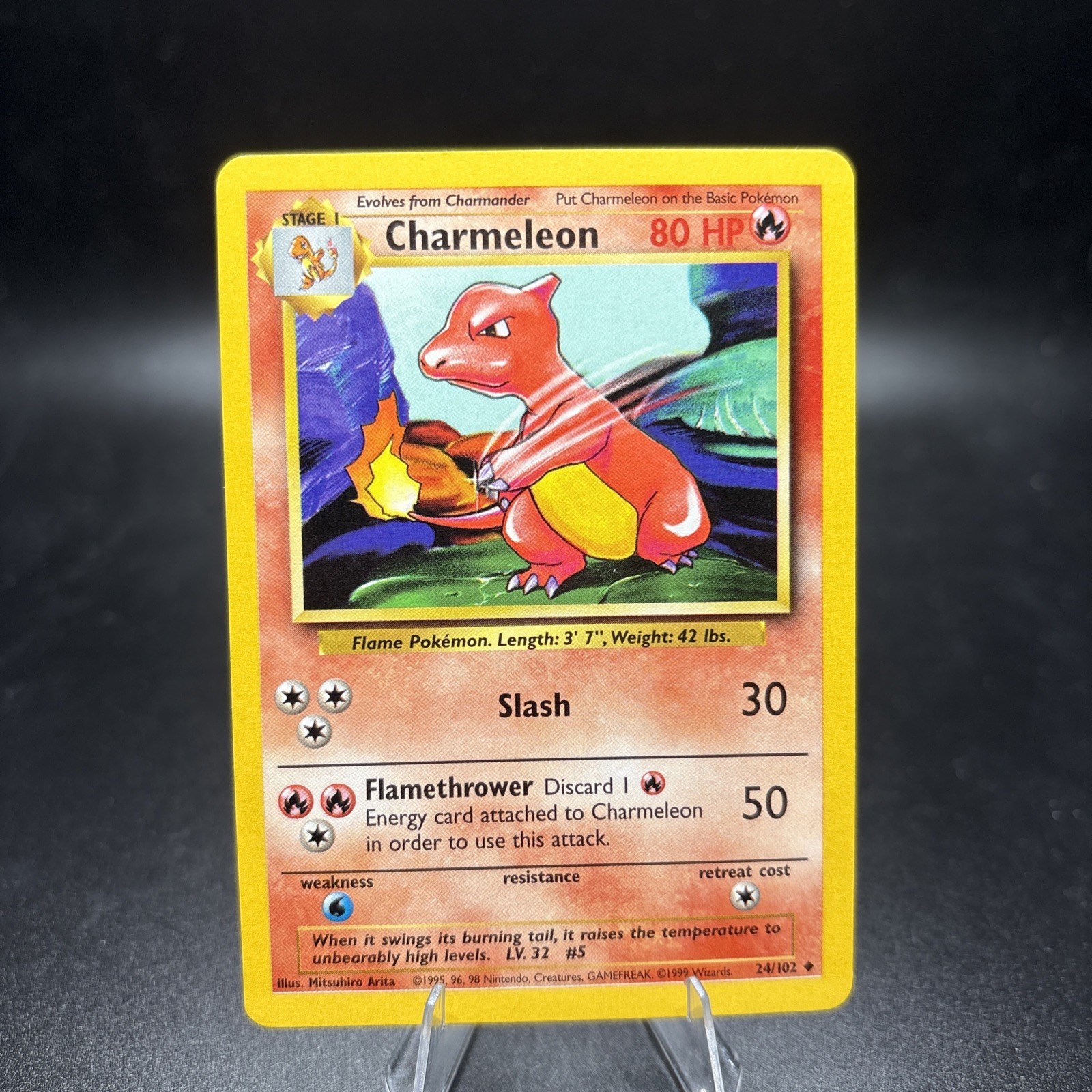 Charmeleon - 24/102 - 1999 Base Set Unlimited - Uncommon - NM -Pokémon TCG -j