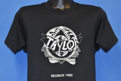 vintage 80s TAYLOR REUNION 1989 GLOBE FACE SCREEN STARS BLACK t-shirt MEDIUM M