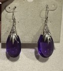Artisan Bali Granulated Purple Resin Sterling Silver Hooks Earrings Hook — photo 3