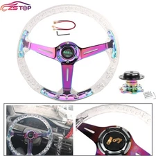 350mm 14" Deep Dish Acrylic Racing Steering Wheel Neo Spoke + Quick Release 