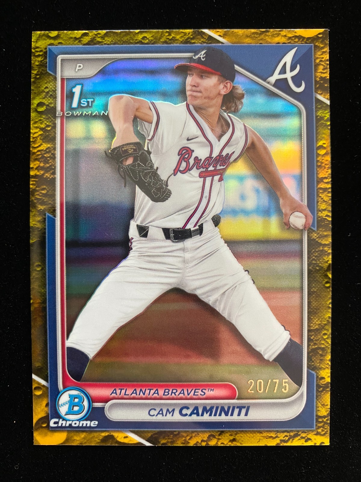 2024 Bowman Chrome Draft CAM CAMINITI 1st Rookie YELLOW LUNAR REFRACTOR #/75 RC