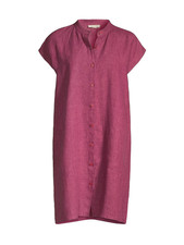 NEW Eileen Fisher Large Mandarin Collar Linen Mini Shirt Dress Raspberry Pink