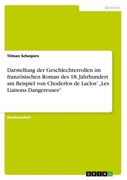 Darstellung Der Geschlechterrollen Im FranzöSischen Roman Des 18. Jahrhundert...-image
